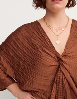 Callie Thorpe x Monsoon Twist Textured Kaftan Dress Bronze