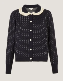 Camila Broderie Collar Cardigan Blue