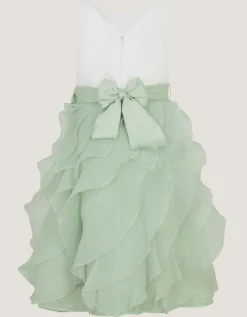 Cancan Sleeveless Bow Ruffle Dress Green