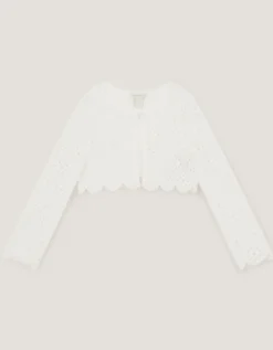 Carmela Crochet Long Sleeve Cardigan Ivory