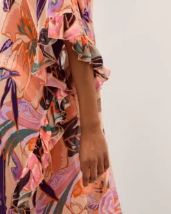 Carmen Frill Floral Maxi Kaftan