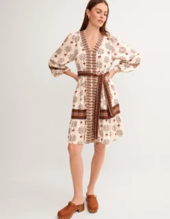 Carrie Floral Print Mini Dress Ivory