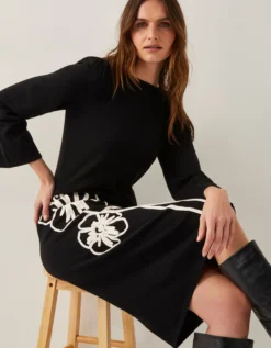 Cee Cornelli Embroidered Knit Dress Black