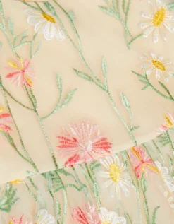 Celina Daisy Embroidered Party Dress White