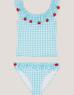 Cherry Gingham Tankini Set Green