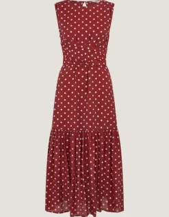 Claire Polka Dot Midi Dress Red