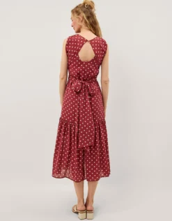Claire Polka Dot Midi Dress Red