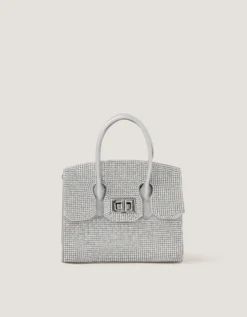 Clara Rainbow Diamanté Bag Silver