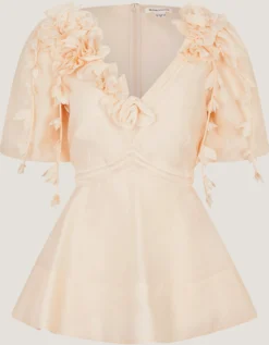 Clarissa Floral Appliqué Top Ivory