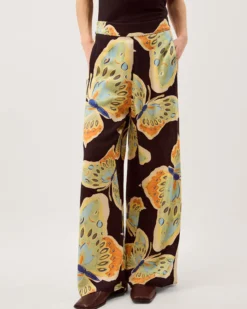 Clemence Aurelie Butterfly Palazzo Trousers Black