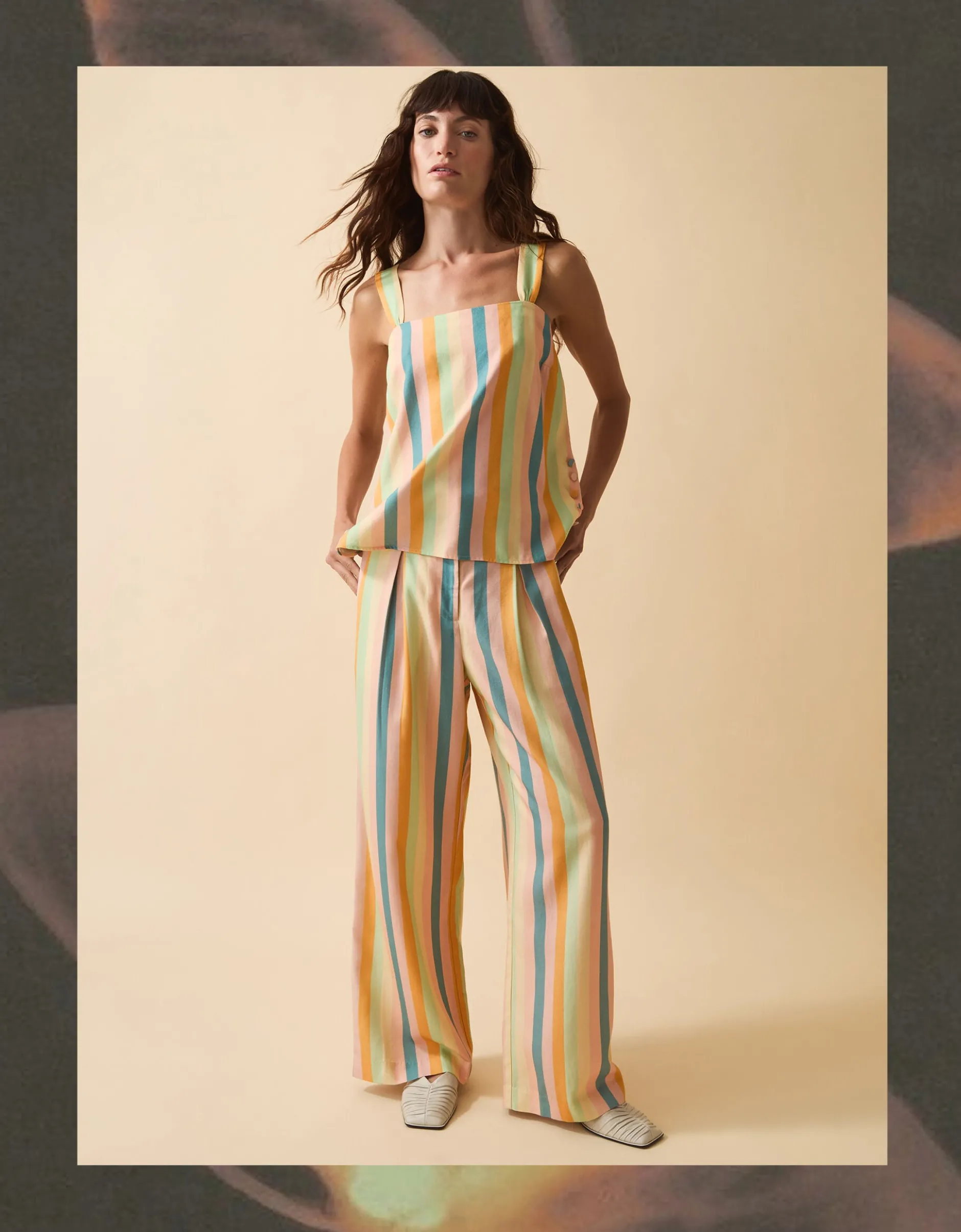 Clemence Elodie Stripe Wide Leg Trousers Multi