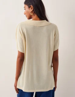 Cloe Knitted Collar Top Yellow