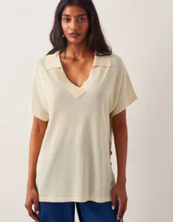 Cloe Knitted Collar Top Yellow