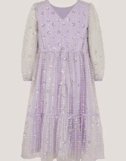 Colette Pearl Long Sleeve Party Dress Purple