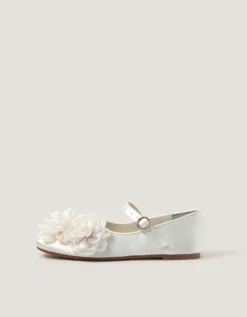 Corsage Mary Jane Ballet Flats Ivory