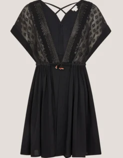 Crochet Kaftan Dress Black
