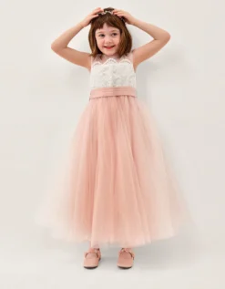 Cynthia Corded Lace Party Dress Pink