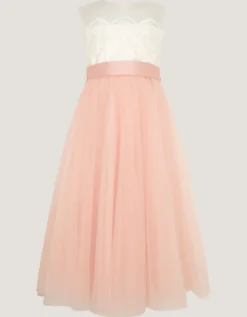Cynthia Corded Lace Party Dress Pink