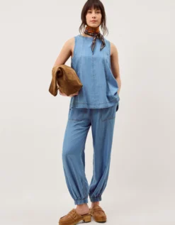 Daria Chambray Balloon Trousers Blue