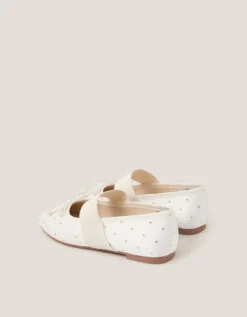 Diamante Elastic Ballet Flats Ivory