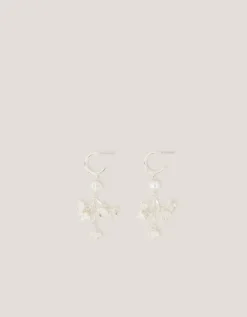 Diamanté Flower Hoop Drop Earrings