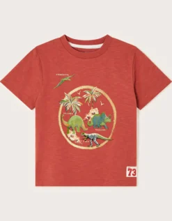 Dinosaur Graphic Cotton T-Shirt Red