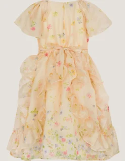 Ditsy Floral Ruffle Party Dress Yellow