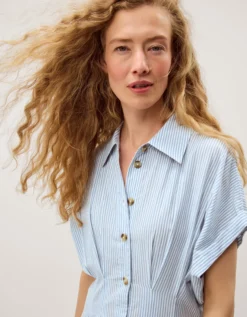 Dory Stripe Midi Shirt Dress Blue