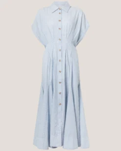 Dory Stripe Midi Shirt Dress Blue