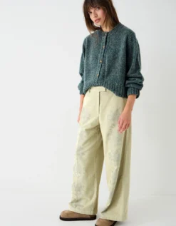 East Astrid Embroidered Corduroy Trousers Green