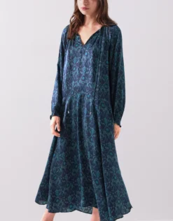 East Bridget Printed Satin Midi Dress Teal