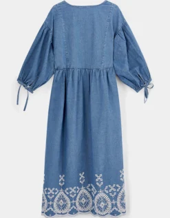 East Coralie Denim Broderie Detailed Dress Blue