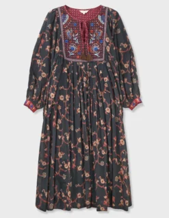 East Elenie Embroidered Midi Dress Black