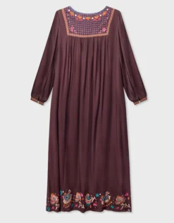 East Eliana Embroidered Midi Dress Brown