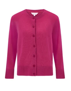 East Ember Cashmere Crew Neck Cardigan Pink