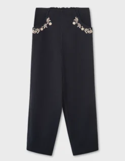 East Esme Embroidered Straight Leg Trousers Grey