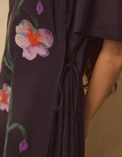 East Filipa Watercolour Floral Midi Dress Blue