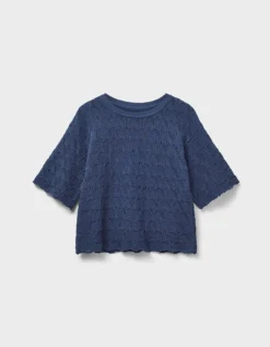 East Flora Pointelle Knit Tee Blue