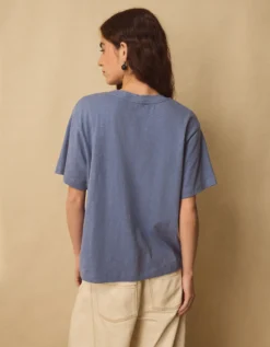 East Florence Floral Embroidered T-shirt Blue