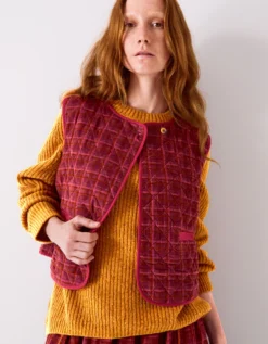 East Karina Quilted Corduroy Gilet Orange
