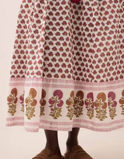 East Karmen Hand Woodblock Cotton Dress Pink