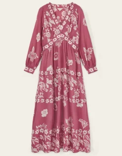 East Kris Hand-Batik Floral Maxi Dress Pink