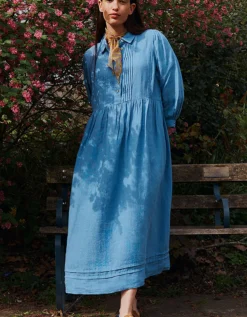 East Liza Linen Shirt Dress Blue