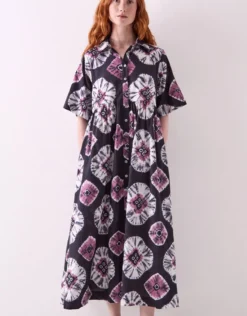 East Lucia Tie-Dye Shirt Dress Blue