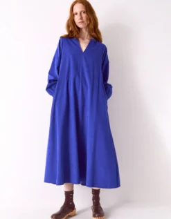 East Mahi Tie Corduroy Midi Dress Blue