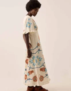 East Odeline Embroidered Dress Ivory