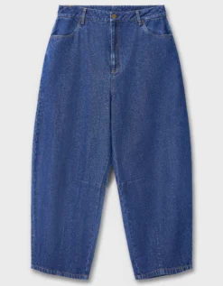 East Ozla Denim Barrel Trousers Blue