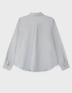East Piper Striped Cotton Shirt Blue