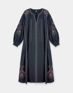 East Reni Broderie Dress Blue