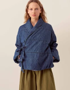East Reyna Denim Padded Jacket Blue